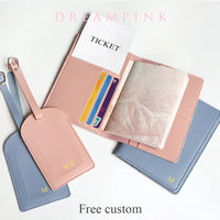 Custom Name Passport Cover Set – Personalized Leather Luggage Tag for Travel