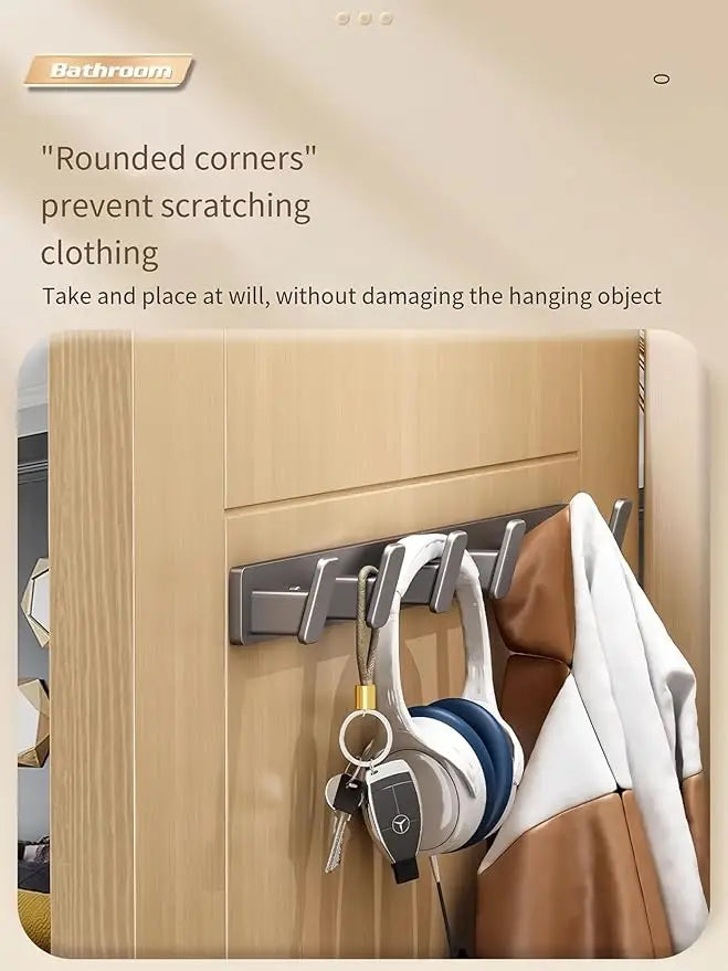 Black Metal Wall Coat Rack – 5 Hook Organizer for Hat Towel and Bag Storage