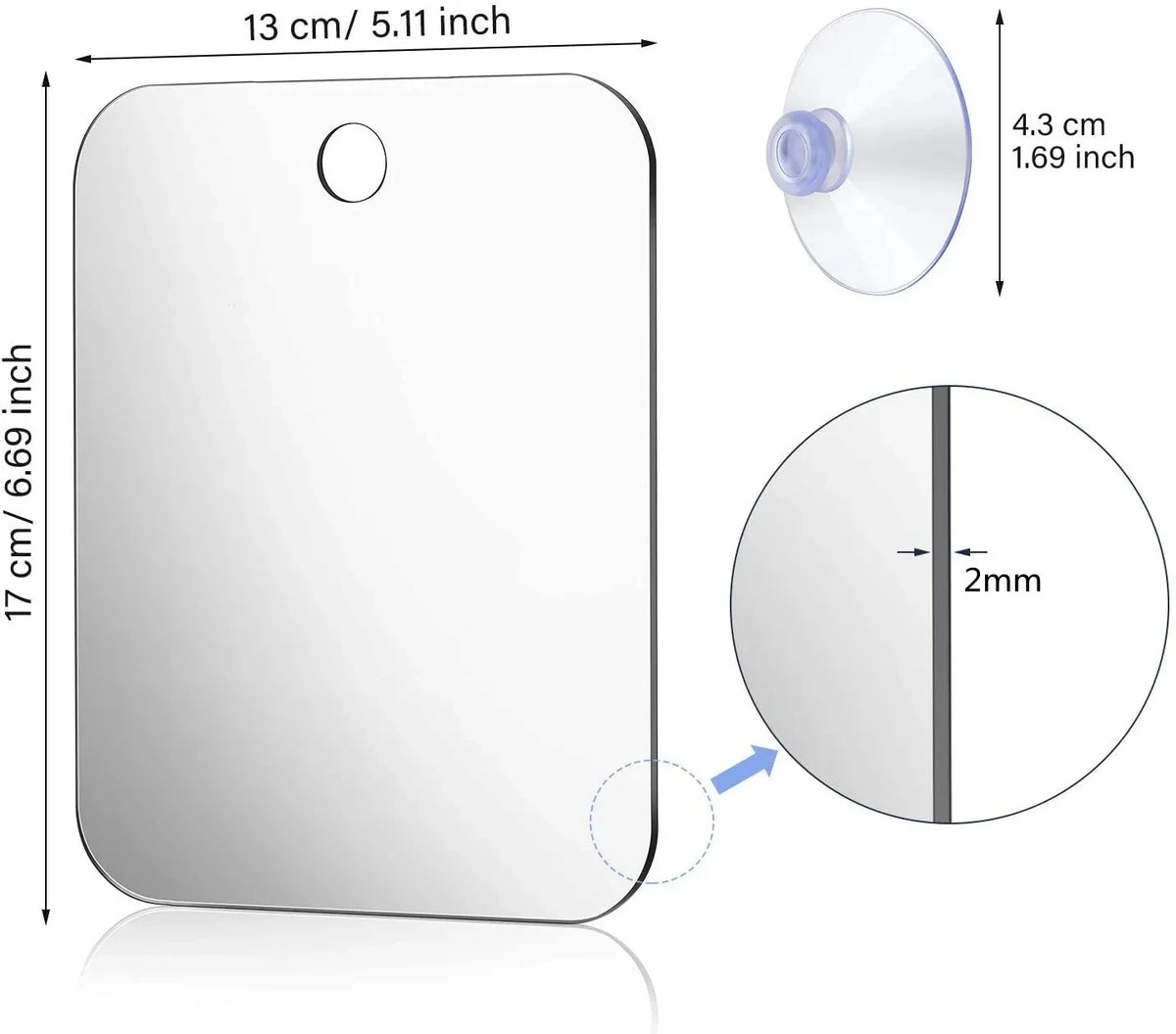 Acrylic Hand Mirror – Portable Travel Accessory for Makeup and Shaving