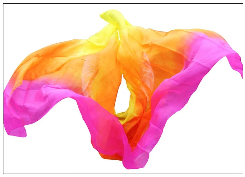 100% Silk Belly Dance Veil – Lightweight Hand Scarf for Performance Props