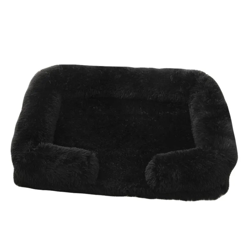 Plush Rectangular Dog Bed – Washable Fluffy Pet Cushion for Small to Large Dogs
