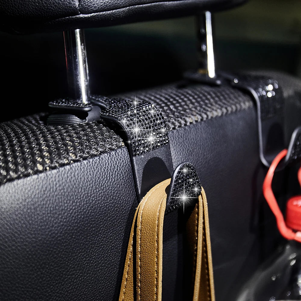 Artificial Diamond Car Hooks – Bling Hidden Seat Hanger for Car Organization