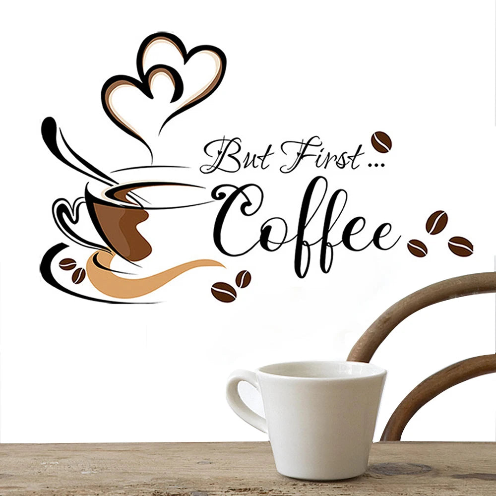 Coffee Cup Wall Stickers – Adhesive Vinyl Decals for Cafe Kitchen Decor