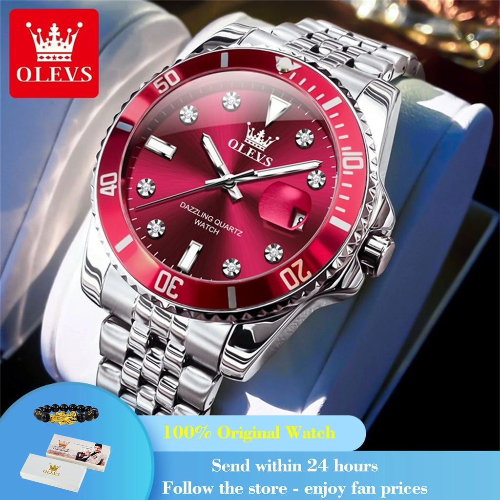 Stainless Steel Quartz Watch – Luminous Calendar Wristwatch for Business Men