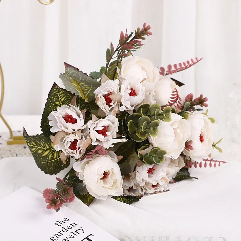 Artificial Peony Flower Bundle – Silk Floral Arrangement for Wedding Decor