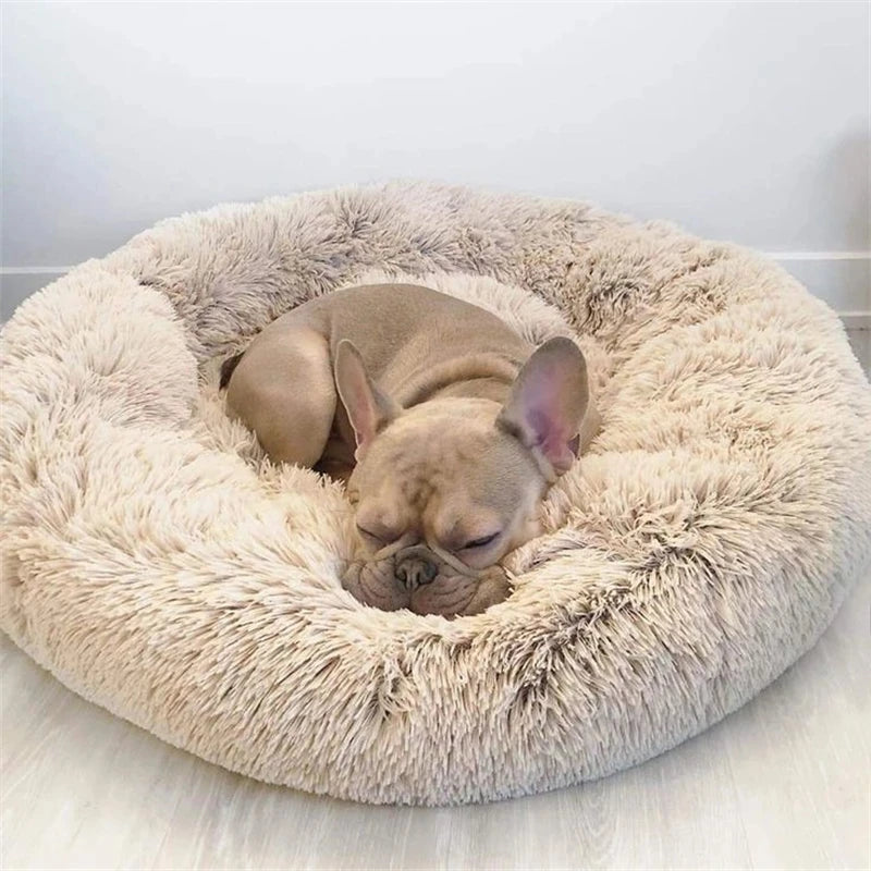 Plush Round Pet Bed – Soft Warm Nest for Large and Medium Dogs or Cats