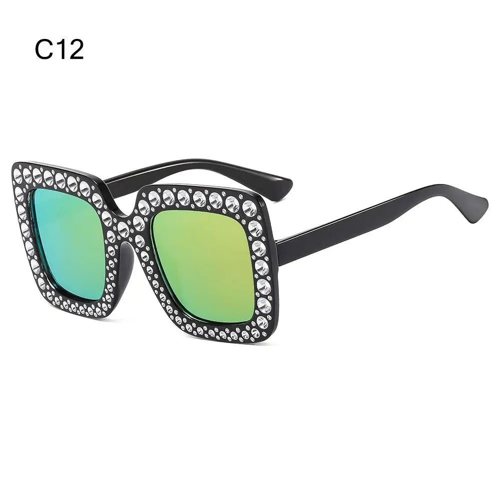 Rhinestone Square Sunglasses – UV400 Kids Eyewear for Outdoor Sun Protection