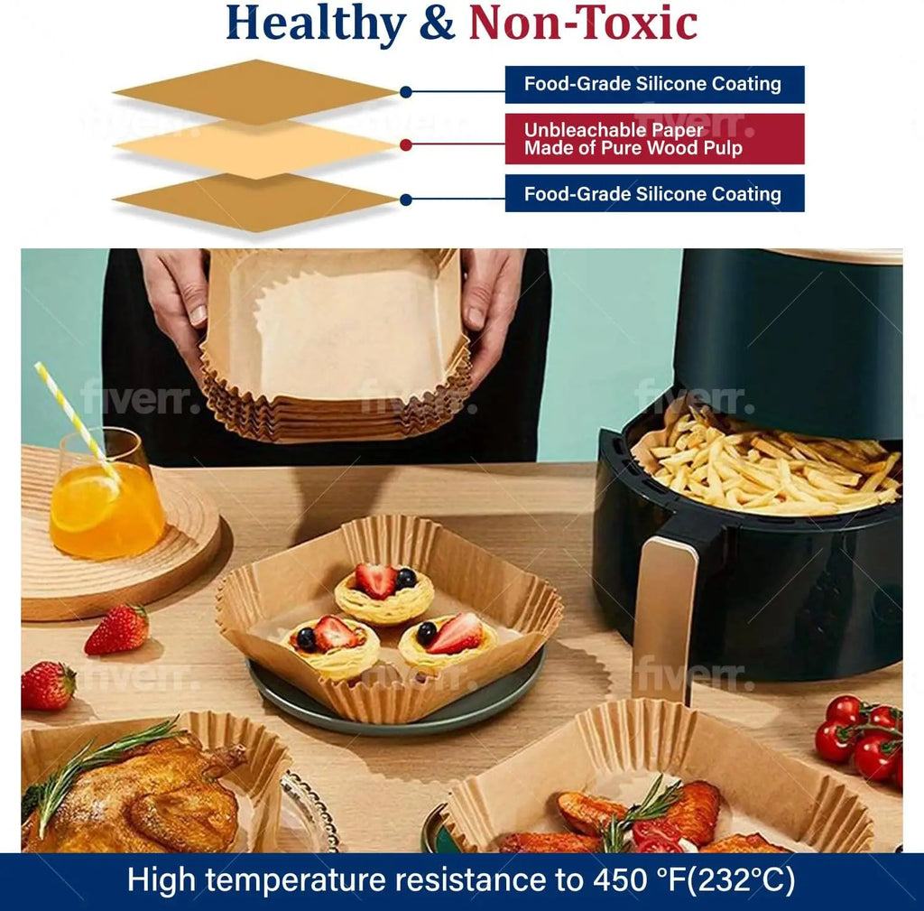 Disposable Air Fryer Paper Liners – Non-Stick Baking Sheets for Ninja Dual XL