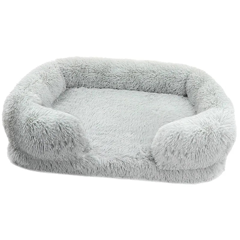 Plush Rectangular Dog Bed – Washable Fluffy Pet Cushion for Small to Large Dogs