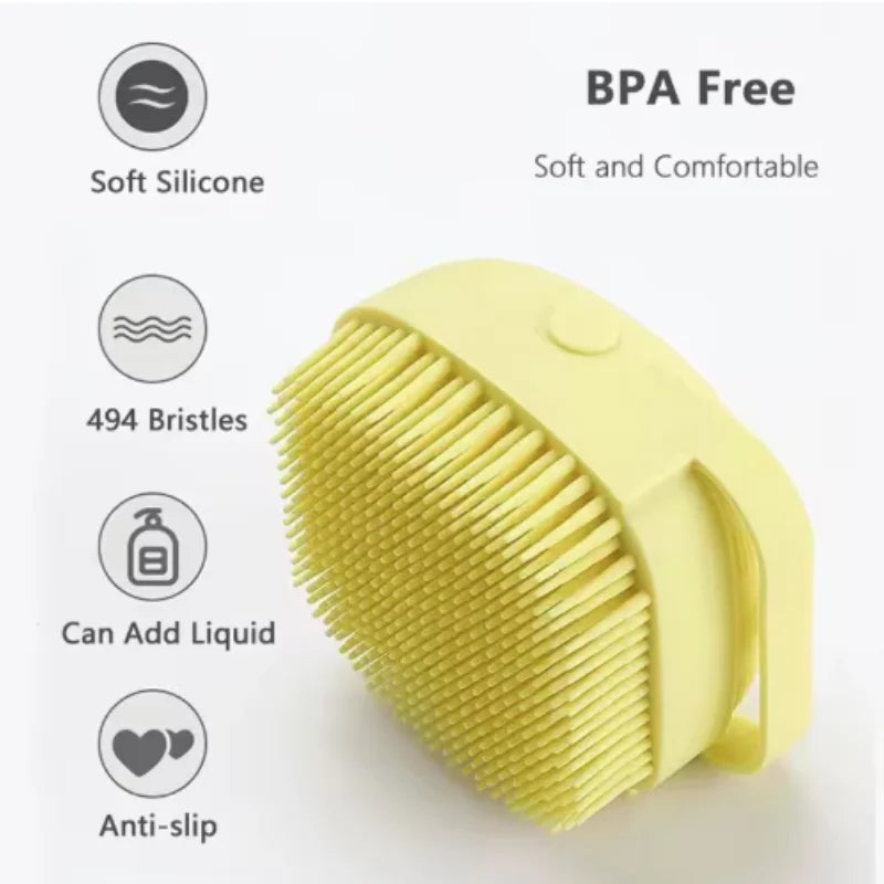 Silicone Pet Grooming Gloves – Shampoo Dispensing Brush for Dog Bathing