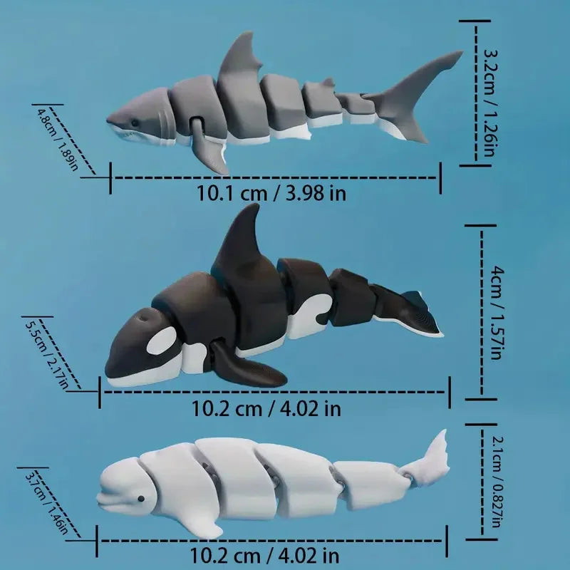 3D Printed Flexible Shark Figurine – Articulated Animal Ornament for Decor