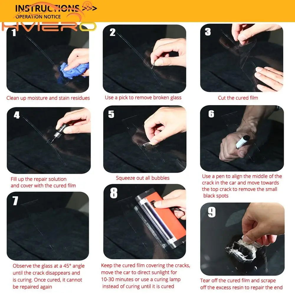 Windshield Repair Kit – Cracked Glass Scratch Restoration for Auto Care