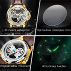 Automatic Skeleton Mechanical Watch – Leather Strap for Luxury Mens Formal Wear