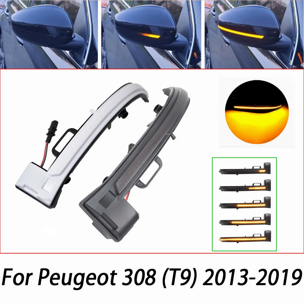 Dynamic LED Side Mirror Indicators – Sequential Turn Signals for Peugeot 308