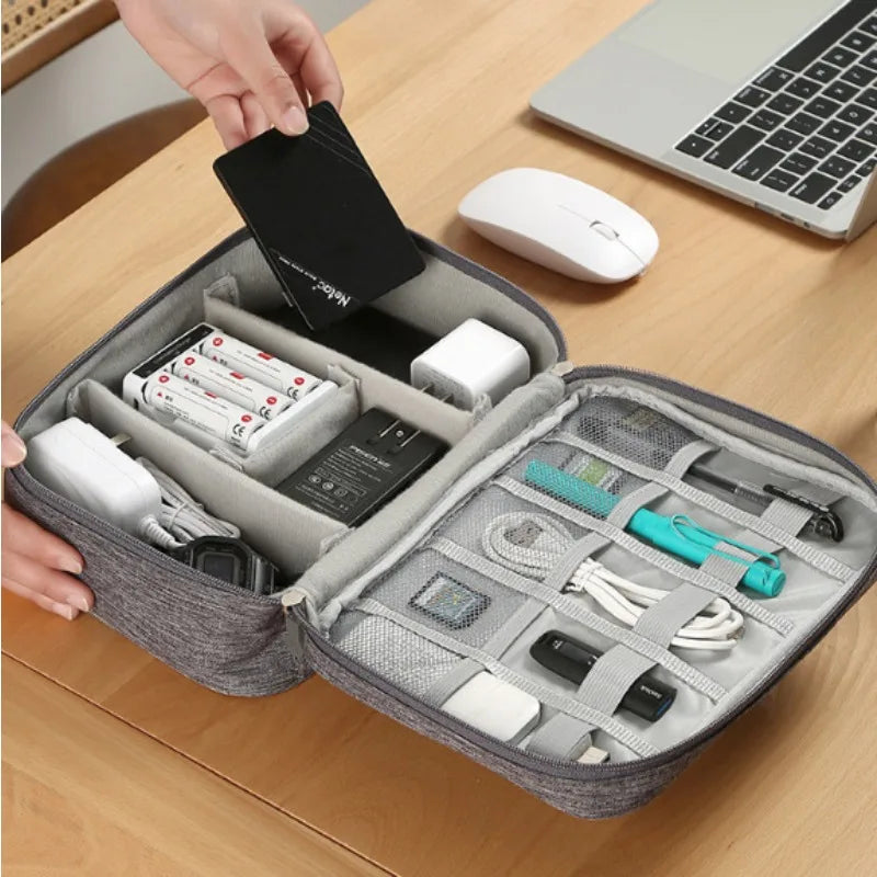 Waterproof Travel Cable Organizer – Double Layer Case for Electronics