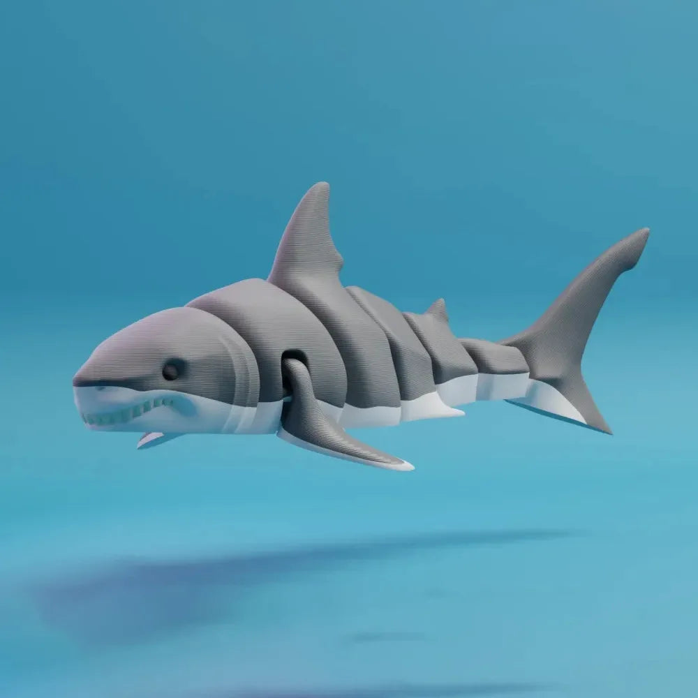3D Printed Flexible Shark Figurine – Articulated Animal Ornament for Decor