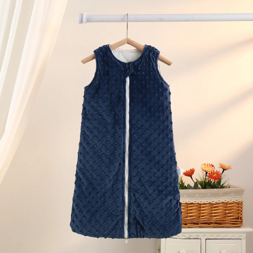 Velvet Baby Sleeping Bag – Sleeveless Anti-kick Quilt for Autumn Winter