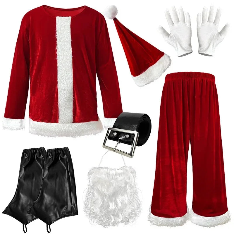 Santa Claus Costume Set – Plush Festival Outfit for Christmas Parties M-4XL
