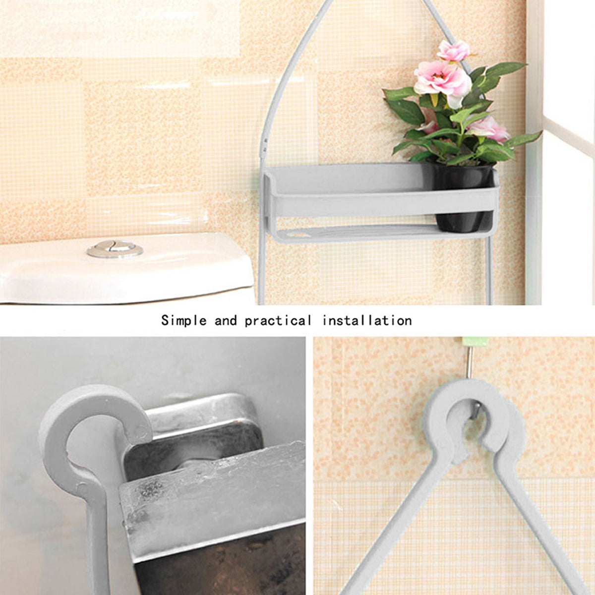 Hanging Bathroom Shelf – Nail-Free Shower Organizer for Shampoo Storage