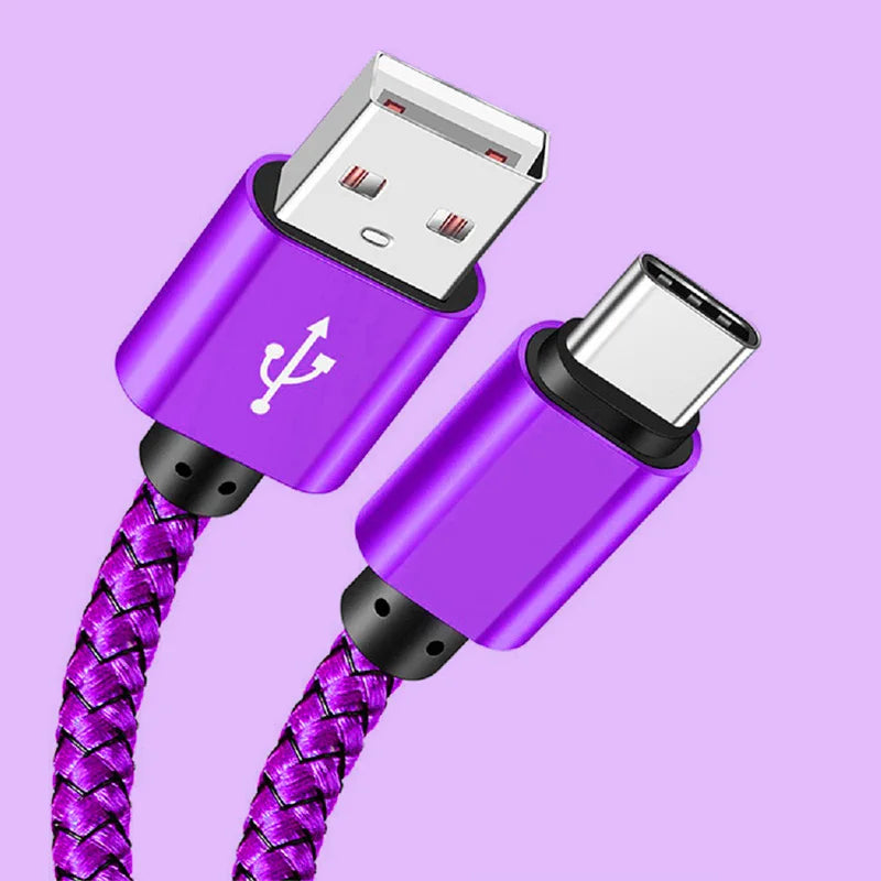 Braided Nylon USB-C Charging Cable – Fast Data Sync for Android and iPhone