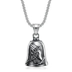 Vintage Jesus Cross Bell Pendant – Religious Biker Necklace for Men