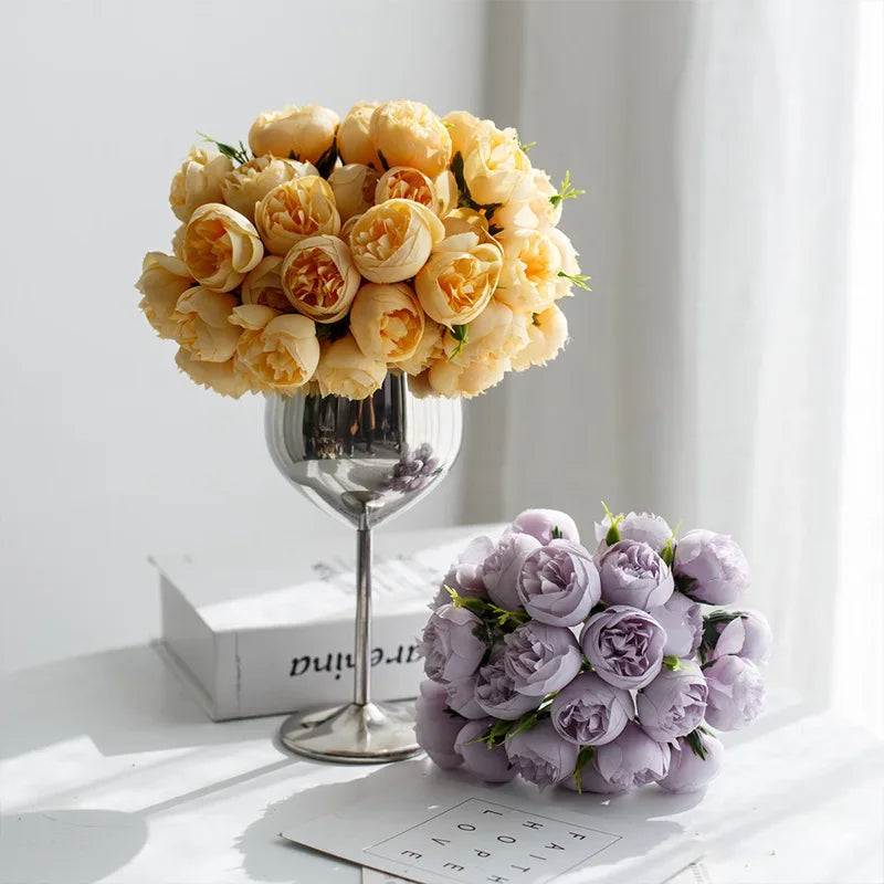 Silk Peony and Rose Bouquet – Artificial Floral Arrangement for Home Wedding