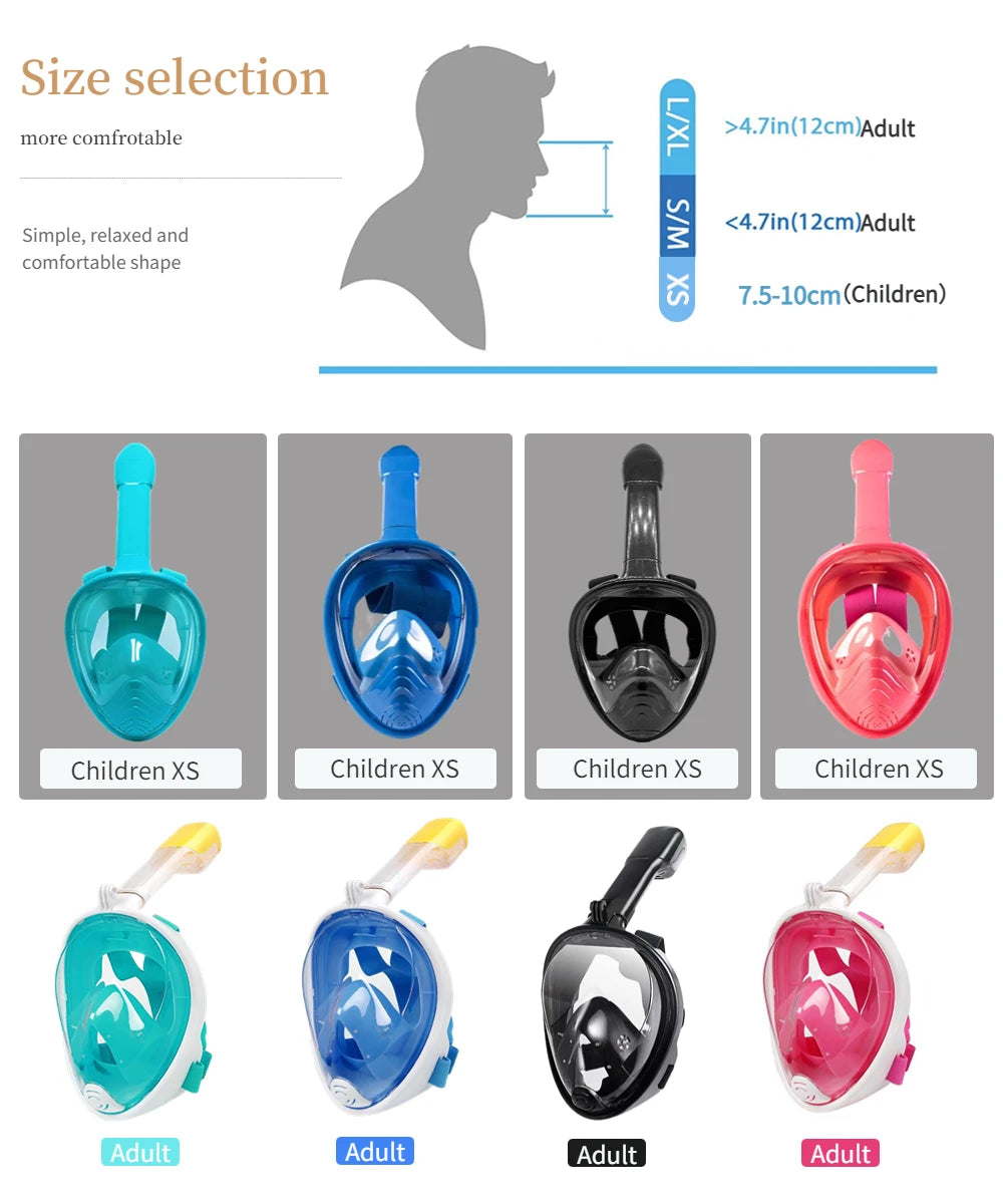 Full Face Snorkel Mask – Anti Fog Diving Gear for Adults and Kids