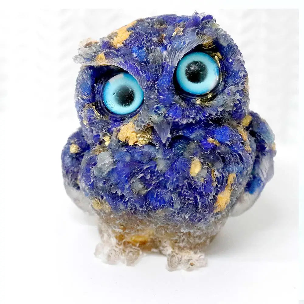 Crystal Owl Ornament – Natural Gemstone Figurine for Home Decor and Aquarium