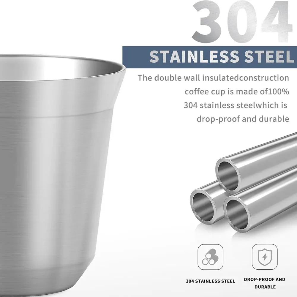 Double Wall Insulated Espresso Cups – Stainless Steel Mugs for Home and Camping