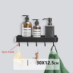 Bathroom Corner Shelf – Adhesive Black Shower Storage for Shampoo