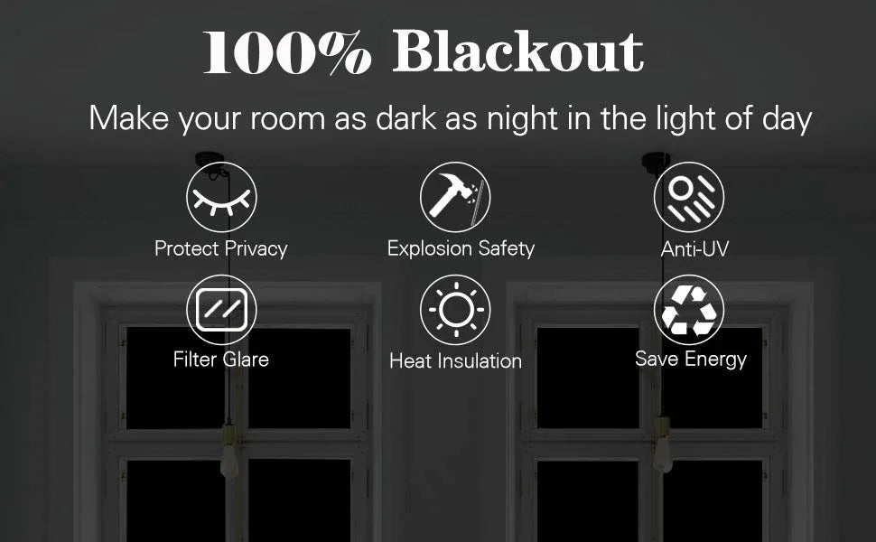 Blackout Window Film – UV Blocking Privacy Tint for Home Glass
