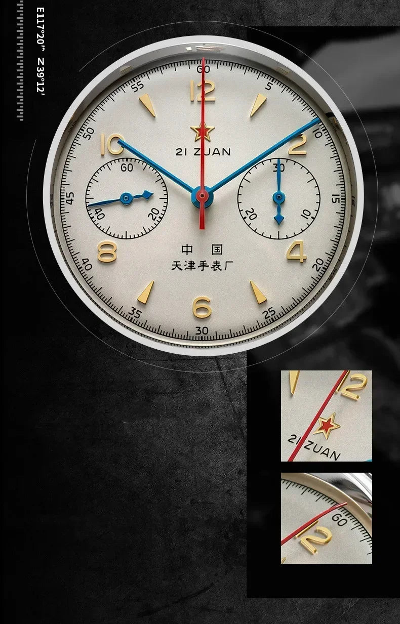 Vintage Pilot Chronograph – 42mm Automatic Waterproof Watch for Men