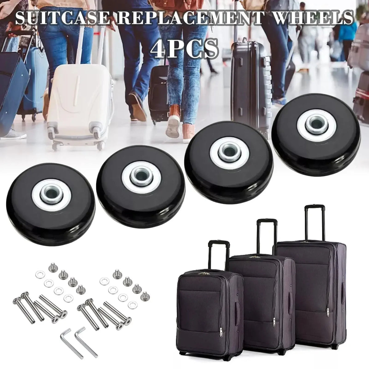 Luggage Replacement Wheels – Silent Repair Kit for Travel Suitcase