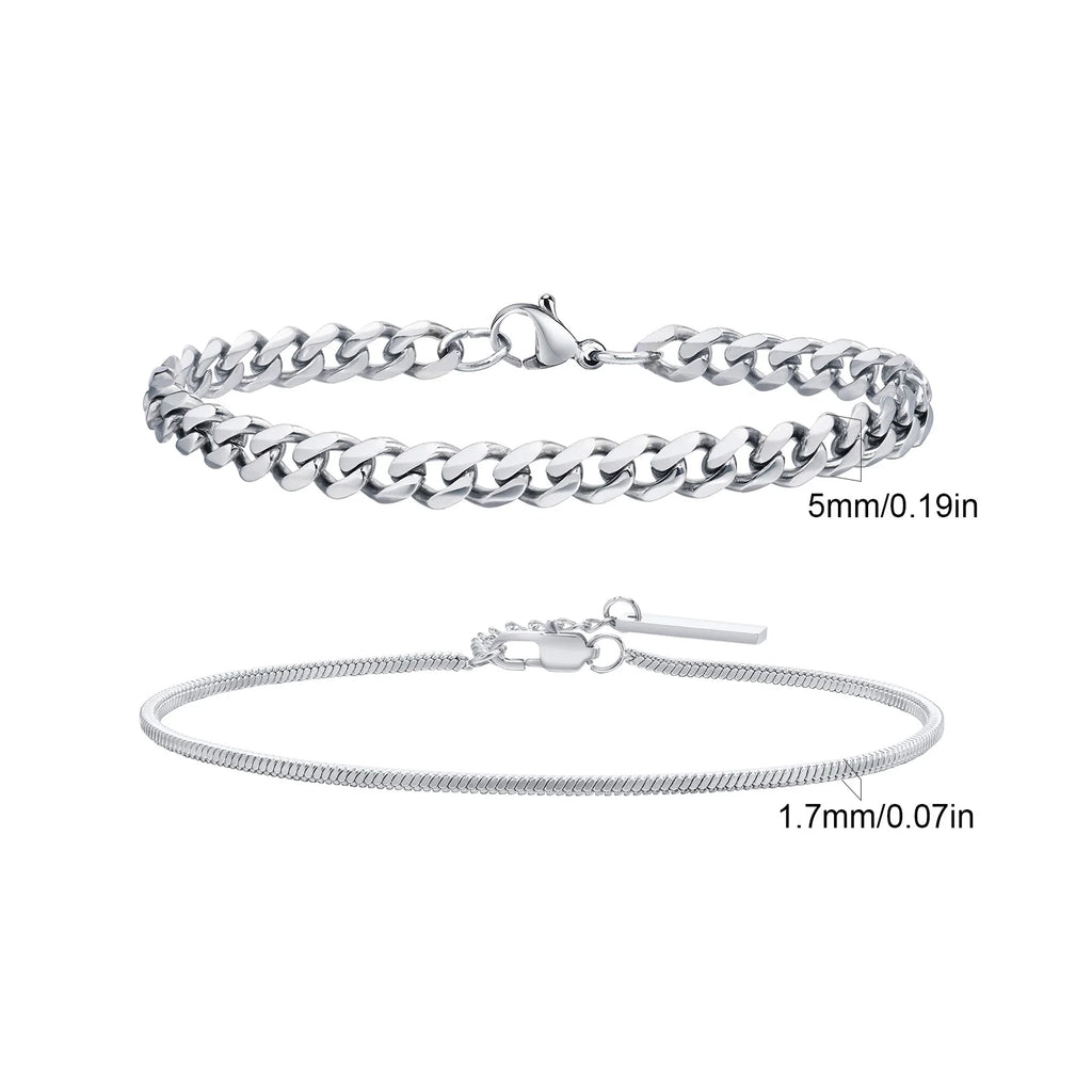 Stainless Steel Chain Bracelet – Men’s Trendy Cuban Link Wristband for Jewelry