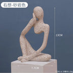 Abstract Thinker Statue – Sand Colored Yoga Figurine for Home Decor