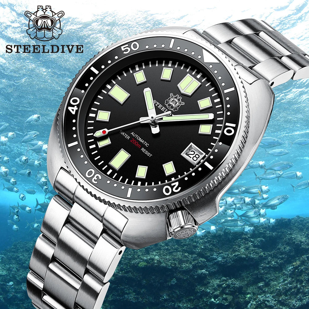 Steeldive NH35 Automatic Dive Watch – 200M Waterproof Turtle for Scuba Diving