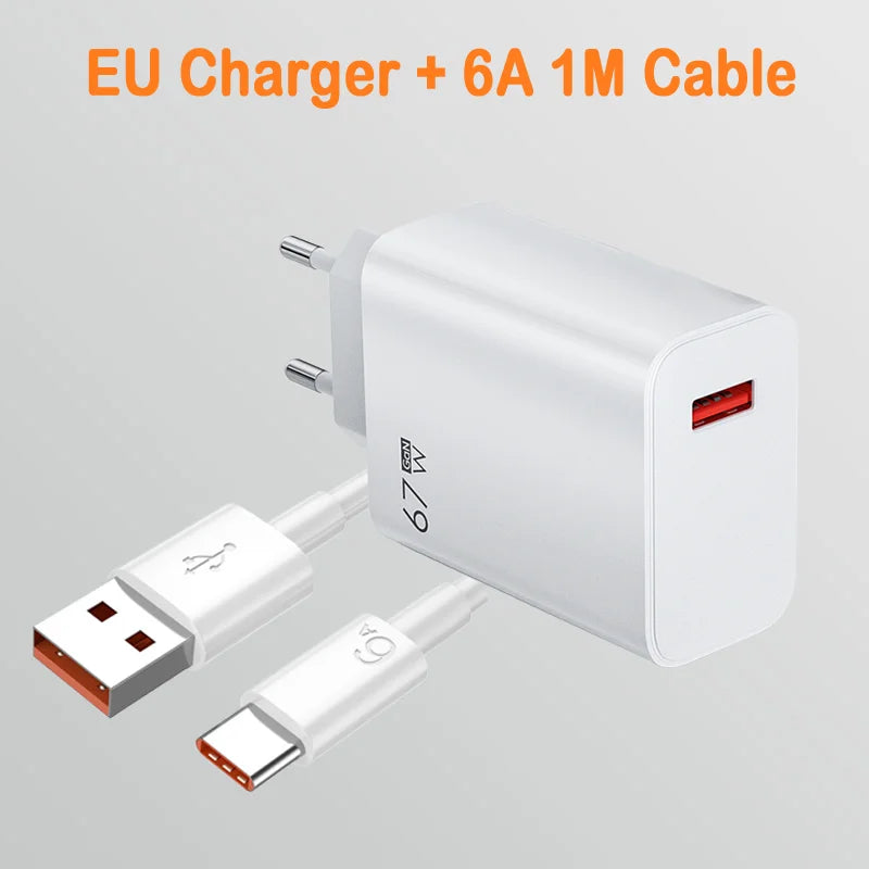 USB-C Fast Charger – 67W High Speed Power Adapter with 6A Cable