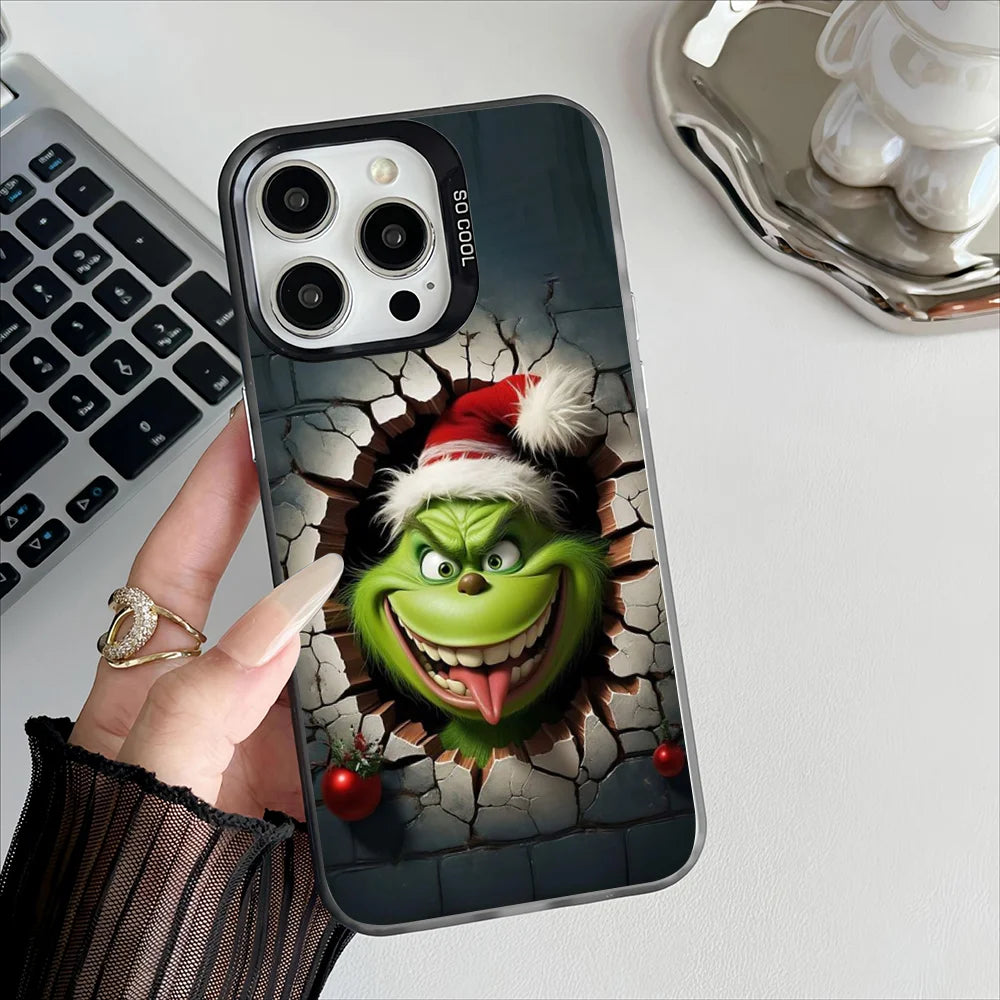 Grinch Christmas Phone Case – Plated Protective Cover for iPhone 11-16 Pro
