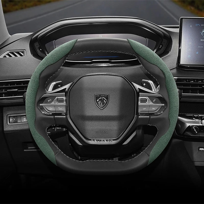 Suede Steering Wheel Cover – Anti-Slip Segmented Grip for Peugeot Vehicles