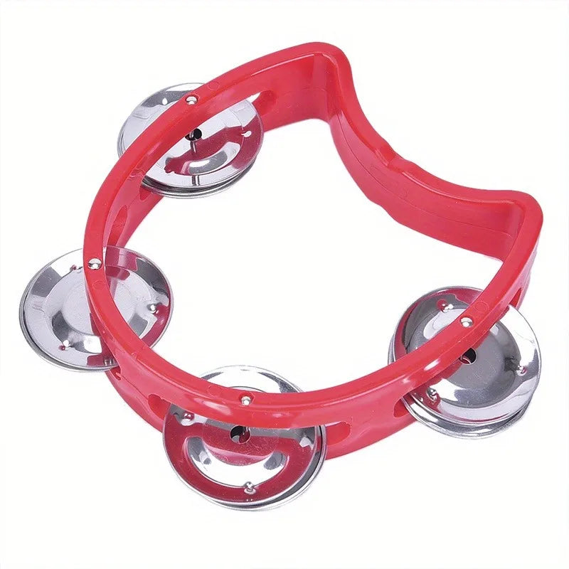 Handheld Plastic Tambourine – 4-Bell Musical Instrument for Rhythm Percussion