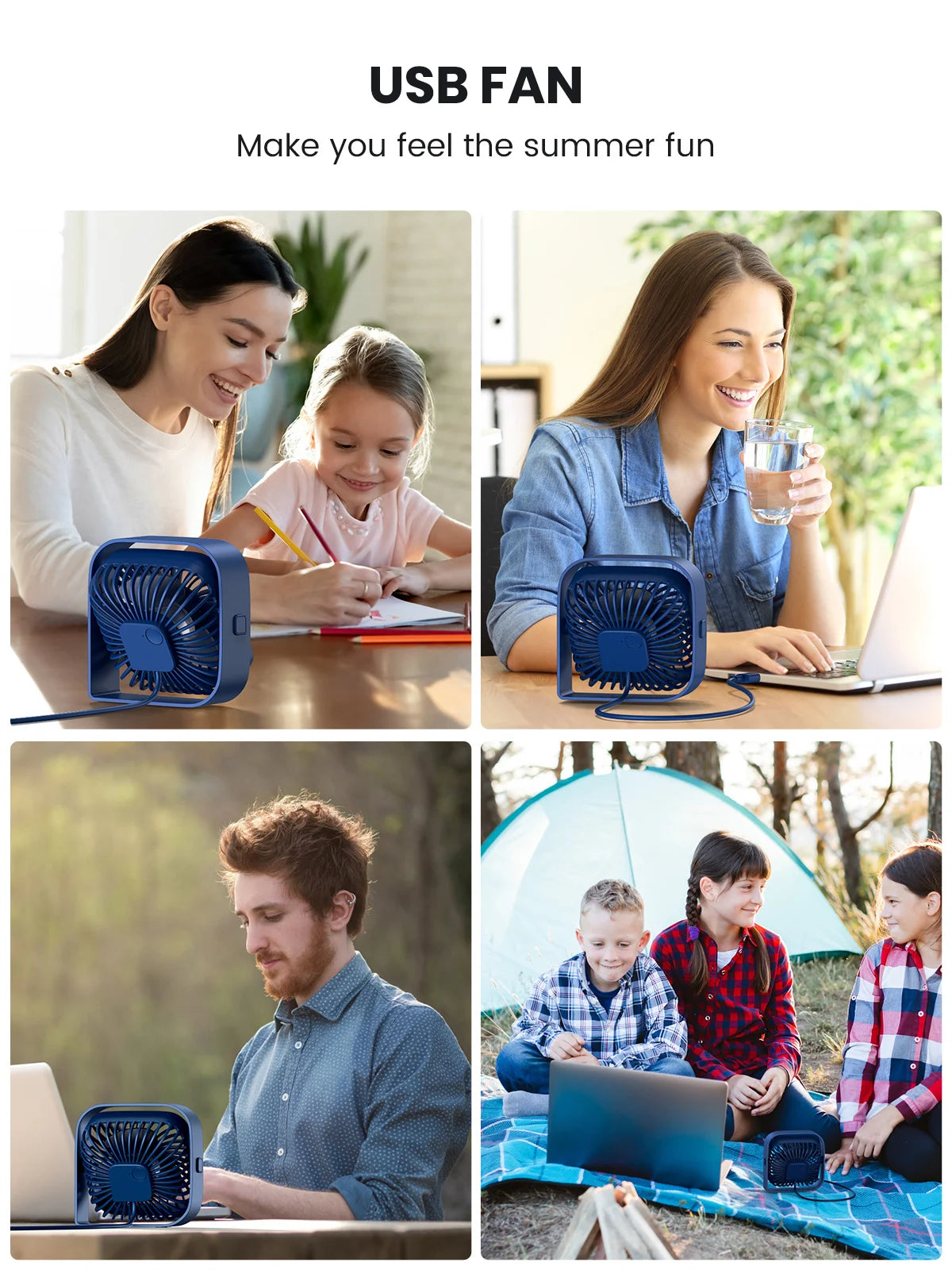Portable Mini Desk Fan – 360 Degree Quiet USB Cooling for Home and Camping
