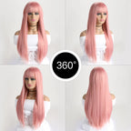 Long Straight Synthetic Wig – 26-Inch Colored Hair for Cosplay Halloween