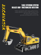Alloy RC Excavator Toy – 2.4G Remote Control Engineering Truck for Kids