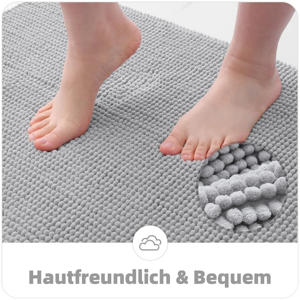 Chenille Bathroom Mat – Ultra Soft Absorbent Non-slip Rug for Shower Floors