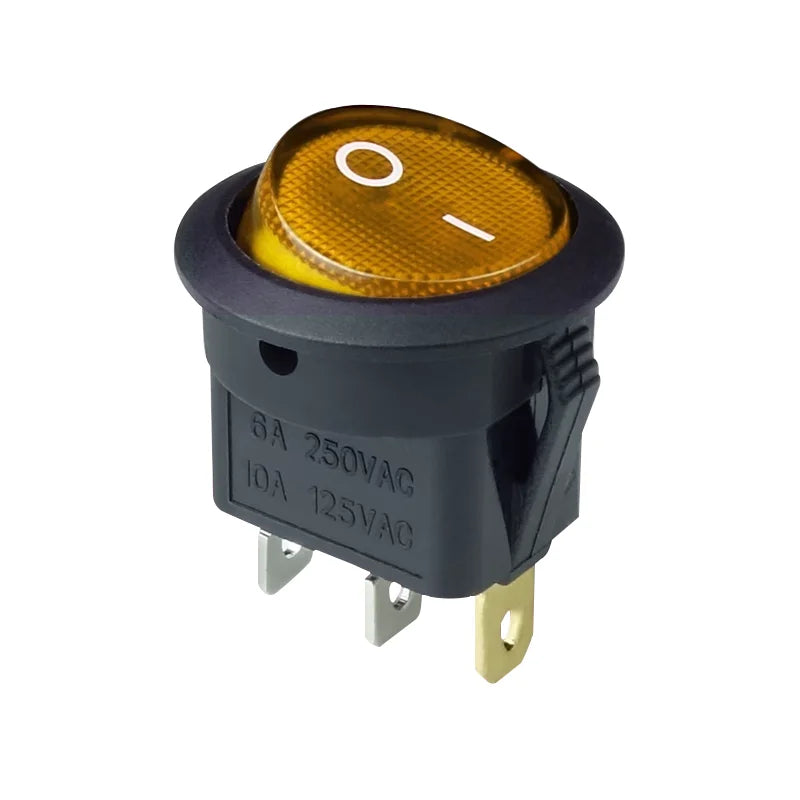 Round Rocker Switch – 12V 220V LED Power Button for Automotive Dash Controls