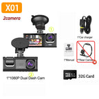 Triple Lens Dash Cam – 1080P Front and Rear Vehicle Recorder for Night Vision