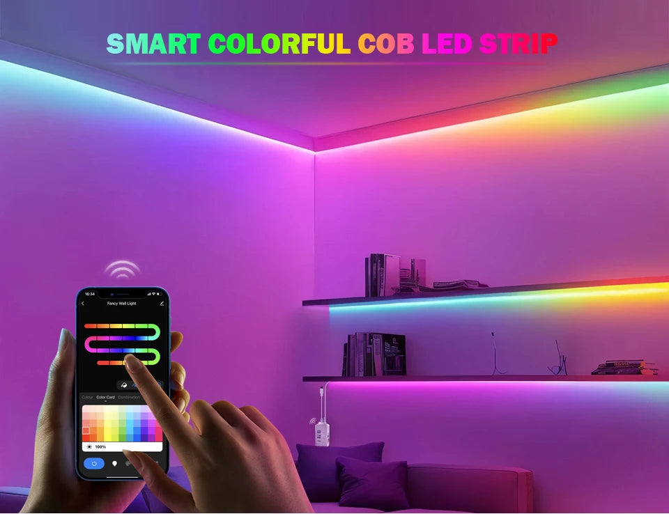Addressable COB LED Strip Light – RGBIC WIFI Tape for Smart Home Decor