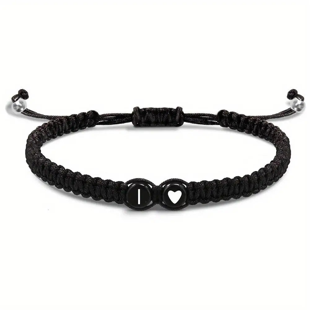 Initial Heart Braided Bracelet – Adjustable A-Z Friendship Jewelry for Gifts