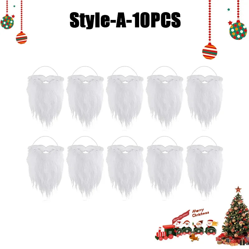 Faux White Santa Beard – Plush Costume Accessory for Kids and Adults