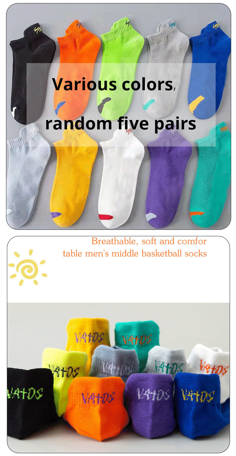 Breathable Ankle Socks – Colorful Invisible Sportswear for Men Running